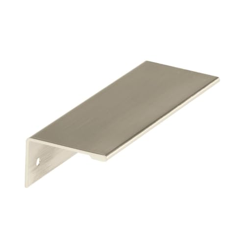 Image of Amerock Edge Pulls 3-3 /4 inch (96mm) Center-to-Center Satin Nickel Cabinet Edge Pull - 10 Pack