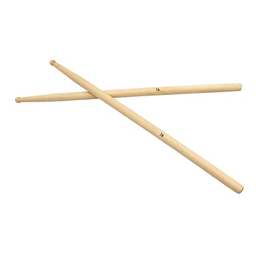 1 par de baquetas para batería 7A de madera de arce, con punta de madera, accesorios para percusión, ideal para principiantes y adultos miniatura 7