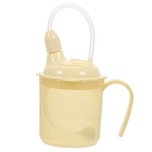 GOOHOCHY 防?設計患者向け液体補助カップ 食品級素材二重ハンドル付き高齢者妊婦用吸飲ストロー付き介護ドリンクカップ