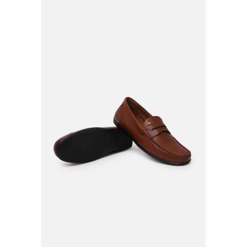 Image of Louis Philippe Men Premium Leather Breathable Lining Material Anti Slip Flat Heel Rubber Sole Formal Loafers