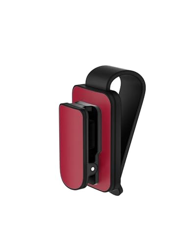 Porte-lunettes voiture cuir rouge avec clip de suspension aimanté