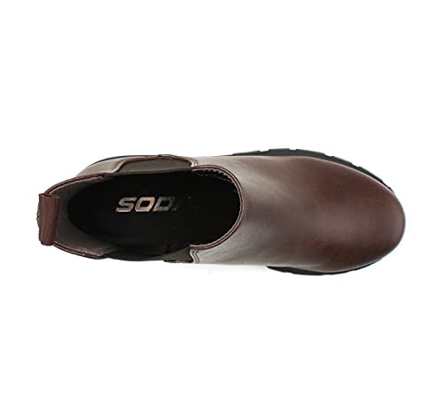Image of Soda PIONEER ~ Women Lug Sole Mid Heel Chelsea Fashion Ankle Bootie w /Double Elastic Gore