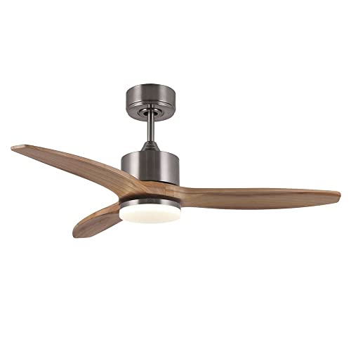 wonderlamp Ventilador de techo con luz LED Nare color níquel. Mando a...