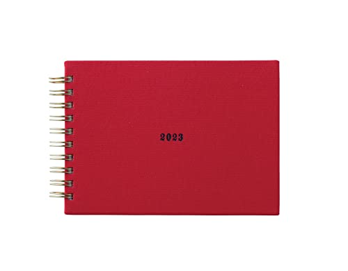 ラボクリップ 手帳 2023年 A6 ウィークリー スケッチ 帆布 レッド 2312R01-RD