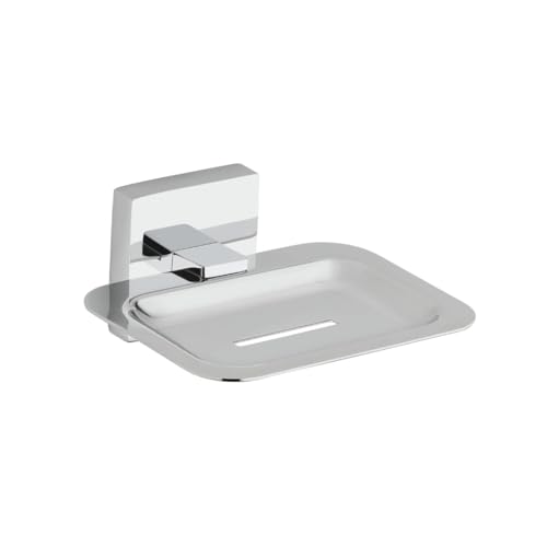 Image of Mila Floro Premium SS304 Wall Mounted Soap Dish | Chrome Finish Rust-Proof Square Soap Holder for Bathroom, Kitchen & Wash Basin
