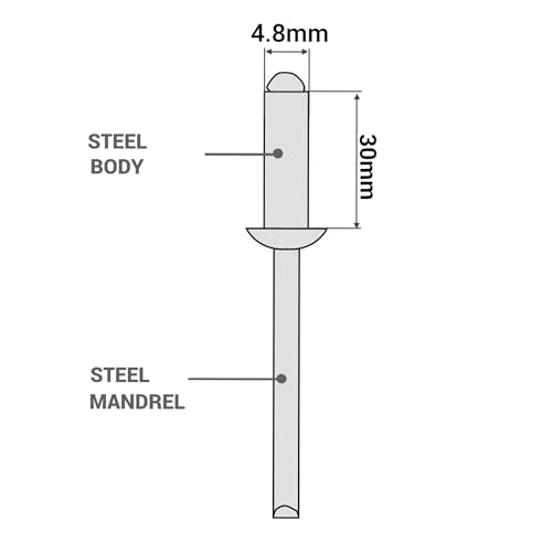 Rivets aveugles en acier SKIR'CO 4,8x30 mm pop pour assemblage solide de tôles - 4