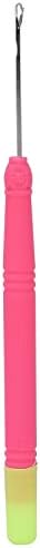ZJchao Crochet Hook for Hair Extensions, Pulling Needle for Braiding, Anti Slip Ergonomic Handle with Rounded Tip for Safe Use (Rose red Handle and Green Tail) — view 8