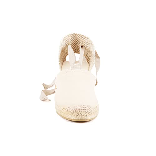 VISCATA Escala Espadrille Canvas Wedges with Sleek Ankle Laces Women's Lace Up Shoes Handmade in Spain Organic Cotton Canvas and 100% Natural Jute Midsole for All Occasions