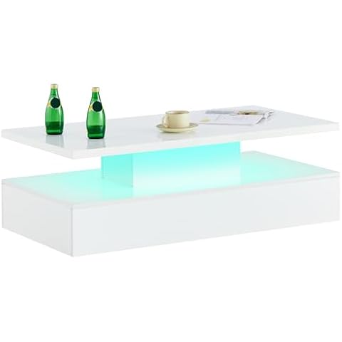 TUKAILAi High Gloss Coffee Table with Storage Cover