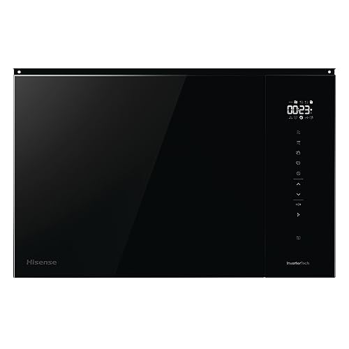 Hisense BIM325GI63DBG - Microondas integrable con grill, 25L, Autolimpieza Hidrolítica, Calentamiento Rápido, Modo Grill, Descongelación Automática, Cocción Multietapa, Color Cristal negro