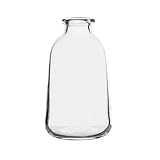 Elements 8 Inch Clear Glass Milk Bottle Vase - Vintage Country Farmhouse Style Decorative Flower Vase for Home Decor, Faux Flowers, Dried Floral Arrangements, 4.5 in Diameter