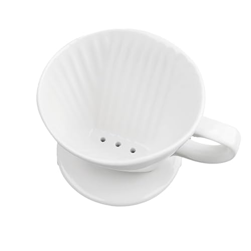 NBYHZLS Handmade Pour Over Ceramic Coffee Dripper - Authentic Brewing Experience for Camping, Office, and Home (White)