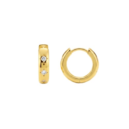 Suiune 14k Yellow Gold Huggie Hoop Earrings for Women, 3