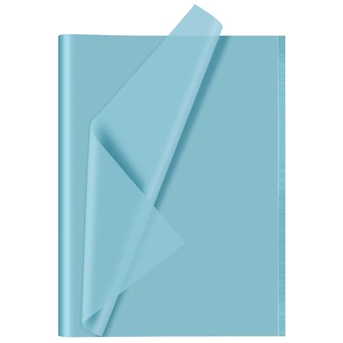 CHRORINE 60 hojas de papel de seda azul bebé para envolver regalos a granel para manualidades, decoración de cumpleaños, fiestas de vacaciones (20 x 14.5 pulgadas)