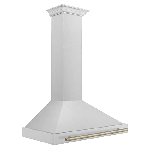 ZLINE 36\" Autograph Edition Fingerprint Resistant Stainless Steel Range Hood with Champagne Bronze Handle
