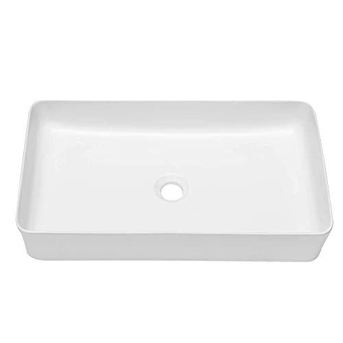 Couoko 24"X14" Rectangular Vessel Sink Modern Above Counter Bathroom Sink White Porcelain Ceramic Vessel Vanity Sink Art Basin #TOP5