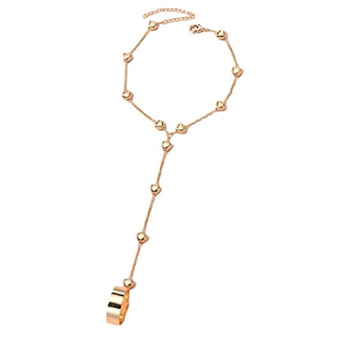 Finger Armbänder Ring Handkette Strand Sklavenarmband Schmuck Für Frauen und Mädchen Herz Perlen Kette Armband Schmuck Geschenk Sklavenarmband Für Frauen Männer Silber mit Ring Cover