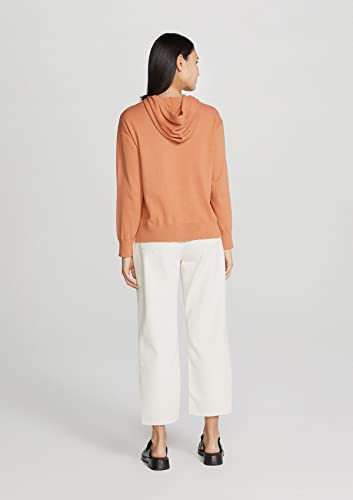 Blusão Básico Feminino Com Capuz Em Tricô Com Algodão Laranja G