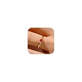 RLMOON Gold Birthstone Rings for Women Girls Non Tarnish Gold Stackable Ring Dainty 14K Gold Plated Baguette CZ Red Gemstone Ring Personalized Jewelry Gift for Birthday Size 10