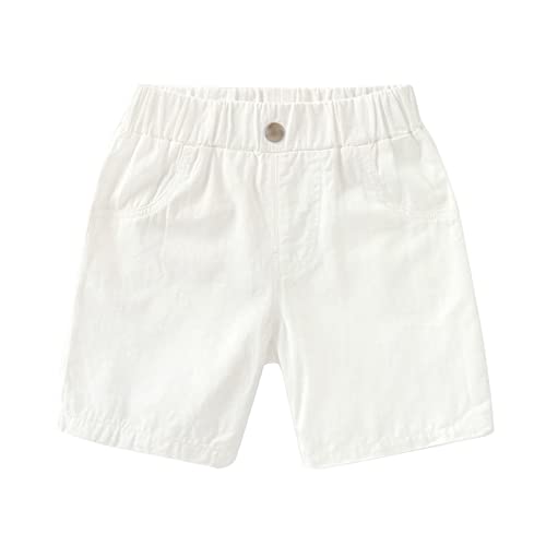 Toddler Boys Cargo Pants Casual Elastic Waist Pull On Trousers Sports Workout Pants Kids Jogger (White #3, 3-4 Years)