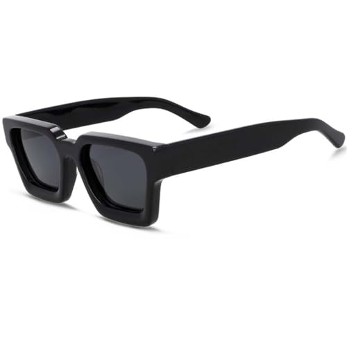 Lunettes de soleil carrées vintage à grande monture noire pour homme et femme