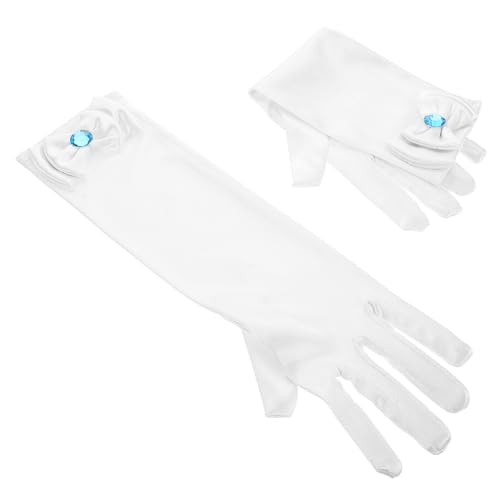 FOMIYES Long Satin Formal Dress Gloves for Girls Princess Dress Gloves Bow Perfect for Insulated Soft Polyester