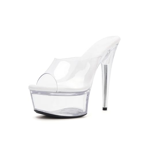 WUXIN H&P Women's 6in Clear Platform High Heels Sexy Stiletto Pole Dance Exotic Sandal Shoes