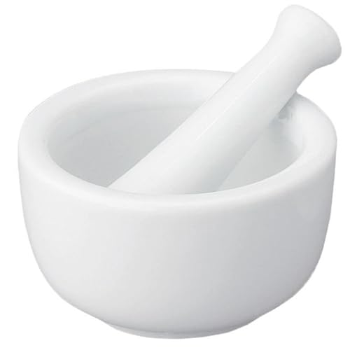 HIC Kitchen Mortar and Pestle for Grinding Spices and Herbs and Crushing Pills, Fine Porcelain