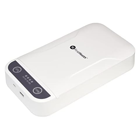 First Health UV Light Sanitizer, Phone Sanitizer UV Box | UV Sterilizer Box for Smartphone | Kills Germs Viruses & Bacteria UV-C Light Disinfector - Fits Phones up to 6.9" - Aromatherapy Cover