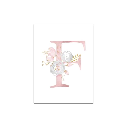 Affiche sur toile personnalisée lettre F nom de fille rose 35x50 cm