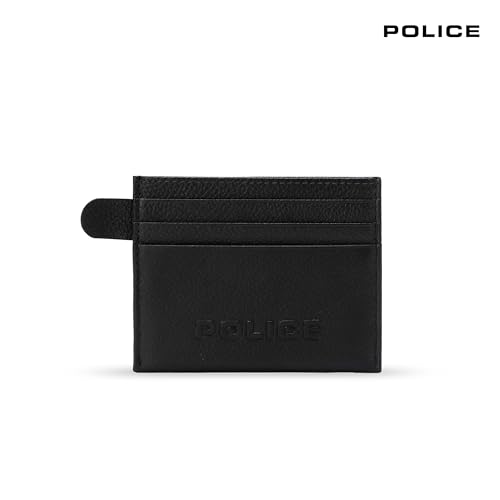 Image of Police Genuine Leather Bag Black Card Case with Multicard Slot |Leather Slim Skinny Fit 7 Credit Card Slots for Men & Women