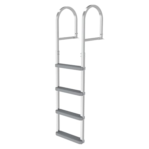 MEIGESI 500 lbs Dock Ladder3 Steps Aluminum Alloy with Non-Slip Wide PP Steps Removable in Seconds Fits Tight Spaces for Dock Pool Lake or Boat