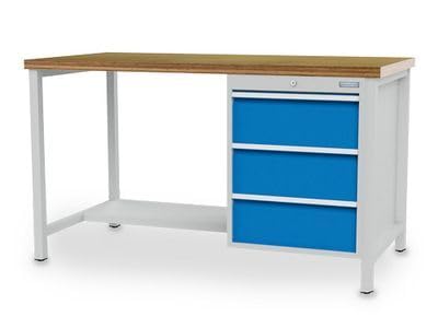 Bedrunka+Hirth - Kastenwerkbank 1500x750x959 mm mit 3 Schubladen und 1 Ablageboden halbe Tiefe