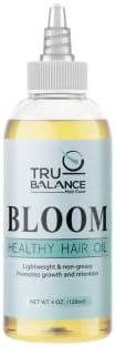 TRU BALANCE Hair Care Bloom - Hair Growth Oil - Promotes Thicker, Stronger Hair & Healthy Scalp - Multi-Vitamin Hair Regrowth Treatment Oils w/Coconut, Castor, Jojoba & Rosemary Oil - 4 oz