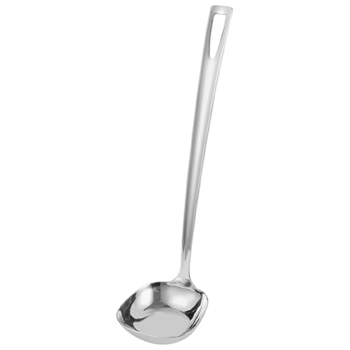 Cabilock 316 Stainless Steel Soup Ladle Square Head Nonslip Handle for Kitchen Cooking Utensils Slotted Serving Spoon