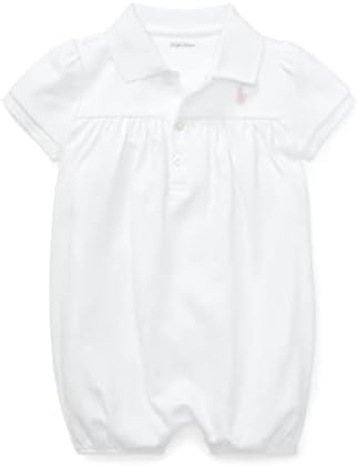 Ralph Lauren Baby Girl Interlock Bubble Shortall (White, 24 Months)