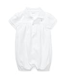 Ralph Lauren Baby Girl Interlock Bubble Shortall (White, 24 Months)