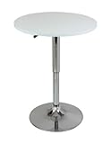 Einfache und schnell Montage eSituro SBST0092 1 x Bartisch Esstisch Küchentisch Stehtisch, höhenverstellbar & 360° drehbar, Tischplatte φ 60cm, Weiss