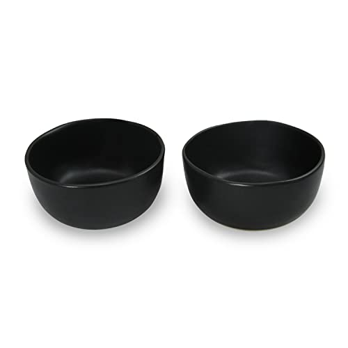 Roro Stylish Ceramic Stoneware Hand-Molded Matte Black Sauce And Condiment Bowls, Set Of 4 - Perfect For Sauces, Dips, And More #TOP2