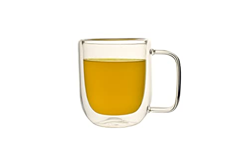 Image of Double Wall Thermal Insulated Mug for Drinking Tea,Coffee,Espresso,Juice,Wine,Latte, Cappuccino Stackable Glass Cup 250 ML Each. (06A Pack of 1)