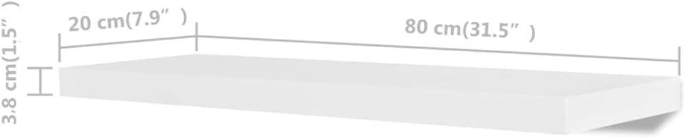 White Floating Wall Shelves Set of 4, 31.5 in Wide MDF Display Ledge for Living Room, Bedroom, Bathroom Decor, Invisible Mounting System