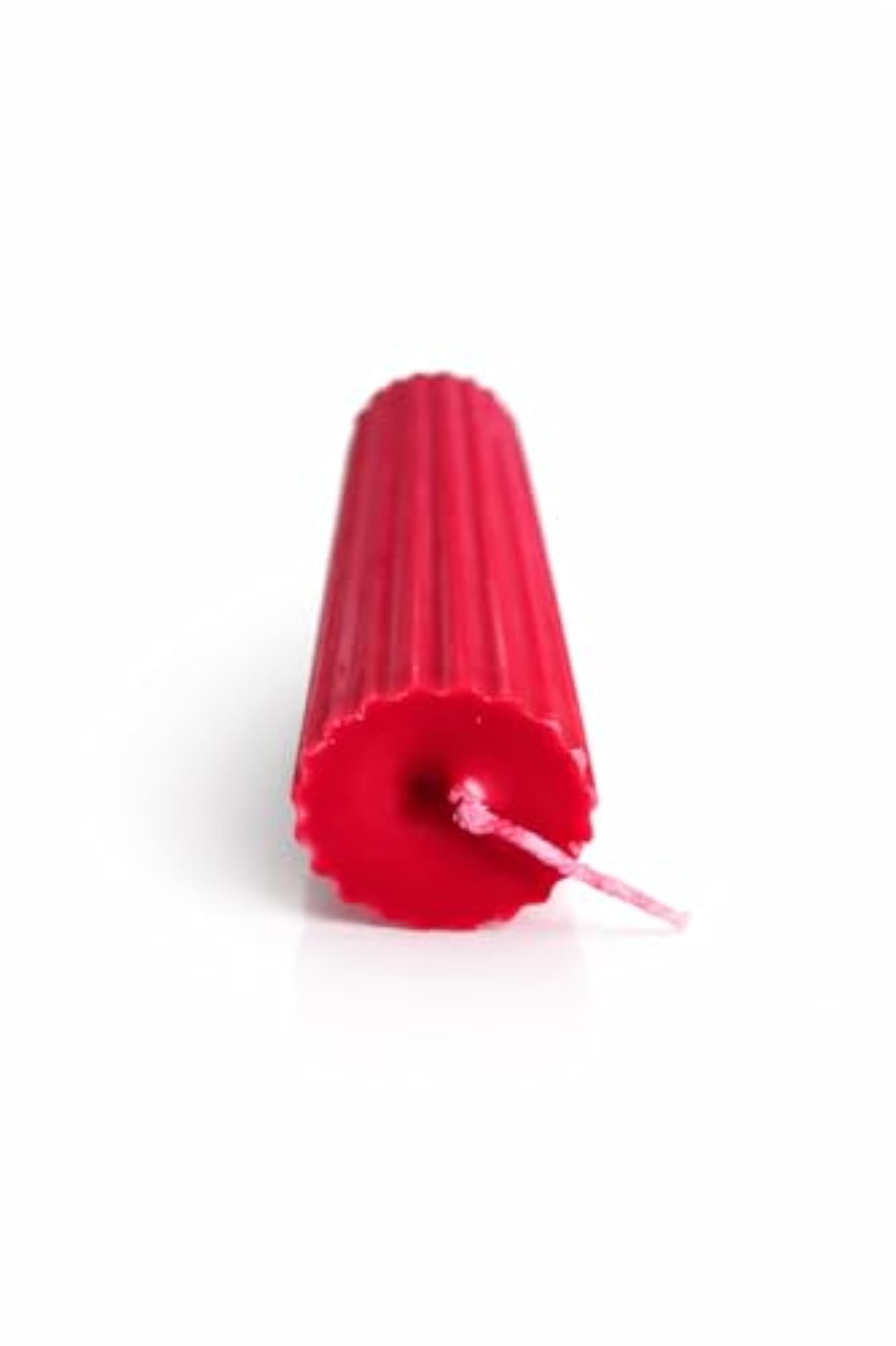 Red Ribbed Pillar Decorative Candle for Home Décor, Romantic Dinner Gift