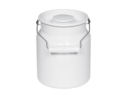 Riess, 0340-033, Tragkanne mit Deckel, CLASSIC-WEISS, Inhalt 3.0 Liter, Höhe 20 cm, Emaille, weiß