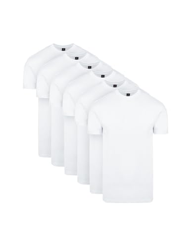Suitable Obra T-Shirt Hoher Rundhalsausschnitt Weiß 6-Pack - Grösse M - Herren - Bekleidung - Regular-fit - Baumwolle -