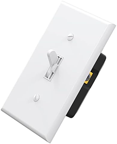 ELEGRP Toggle Dimmer Switch for Dimmable LED, CFL and Incandescent Light Lamp Bulbs, Single Pole or 3-Way, Full Control with Preset, Rocker Paddle, Wall Plate Included, UL Listed, 1 Pack, Glossy White