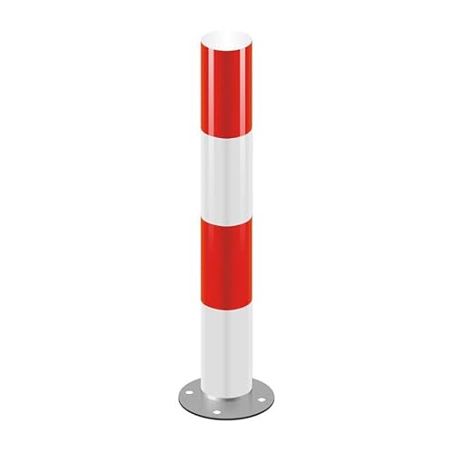 Barrière de Parking en Acier Galvanisé, Poteau de Sécurité avec Bandes Réfléchissantes, Plot de Stationnement Anti-Collision pour Garage, Route(Red,23.6in/60cm)