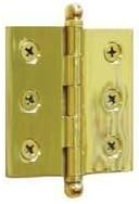 Deltana CH2525U3-UNL Unlaquered Brass 2 1/2 x 2 1/2 inch Hinge with Ball Tips