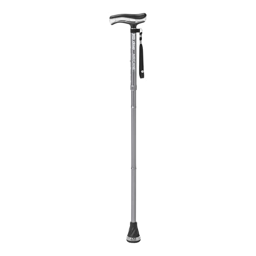 MD by Drive Air-Cane Walking Cane for Men and Women, Folding Canes with Airgonomic Grip, Adjustable Walking Stick, Adjustable Height 4'9"-6'7", 350 lb Capacity, Grey by MD by DRIVE - Used condition - US$30.05