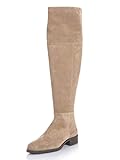 alba moda schuhe Aus Rindsveloursleder Alba Moda Overknee-Stiefel in Sportiver Form Taupe
