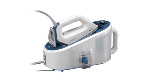 Braun Hogar Carestyle 5 IS5145WH Centro de Planchado, Suela bidireccional eloxal 3D, depósito extraíble 2 L, Golpe de Vapor 400 gr/min, 2400 W, plástico, Blanco y Azul